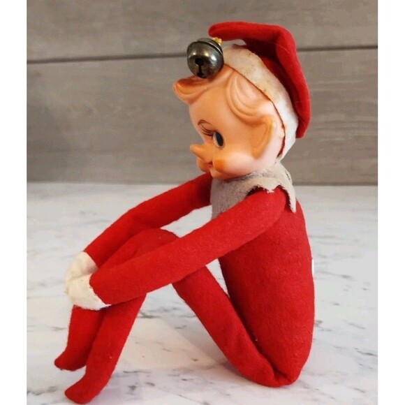 Vintage Elf Knee Hugger Pixie Figure Sakai & Co Ltd Japan Red Green 4" - Picture 7 of 8